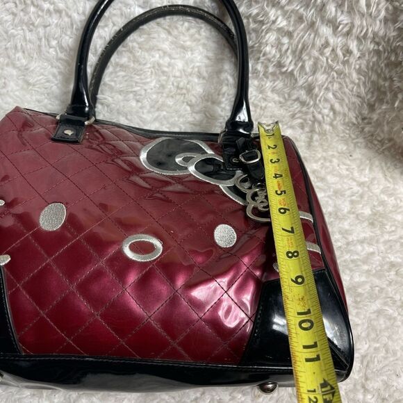 Hello kitty Sanrio Berry Patent quilted &face embroidery Satchel black straps - Picture 9 of 16